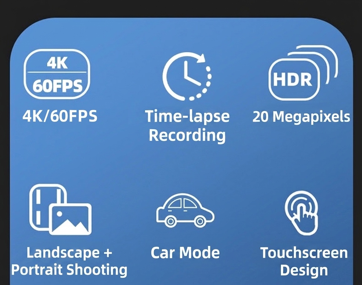 Cámara de acción 4K a 60 FPS, resistente al agua hasta 30 m, estabilización electrónica de imagen (EIS) de 6 ejes, doble pantalla, gran angular de 170°, cámara deportiva con pantalla táctil y conexión Wi-Fi.