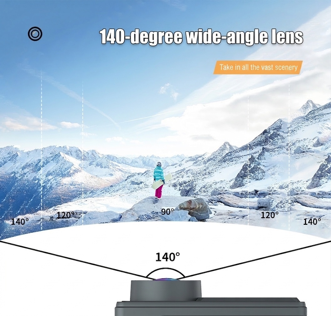 Cámara de acción Full HD 1080p, resistente al agua hasta 30 m, pantalla a color dual, gran angular de 140°, WiFi, cámara para vlogging deportivo al aire libre.