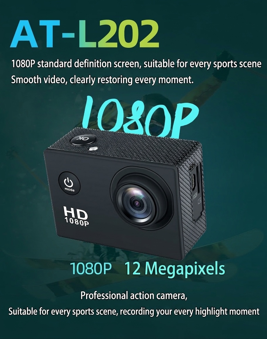 Cámara de acción OurLife 1080P HD, resistente al agua hasta 30 m, pantalla de 2 pulgadas, gran angular de 90°, cámara para deportes al aire libre y motocicletas.