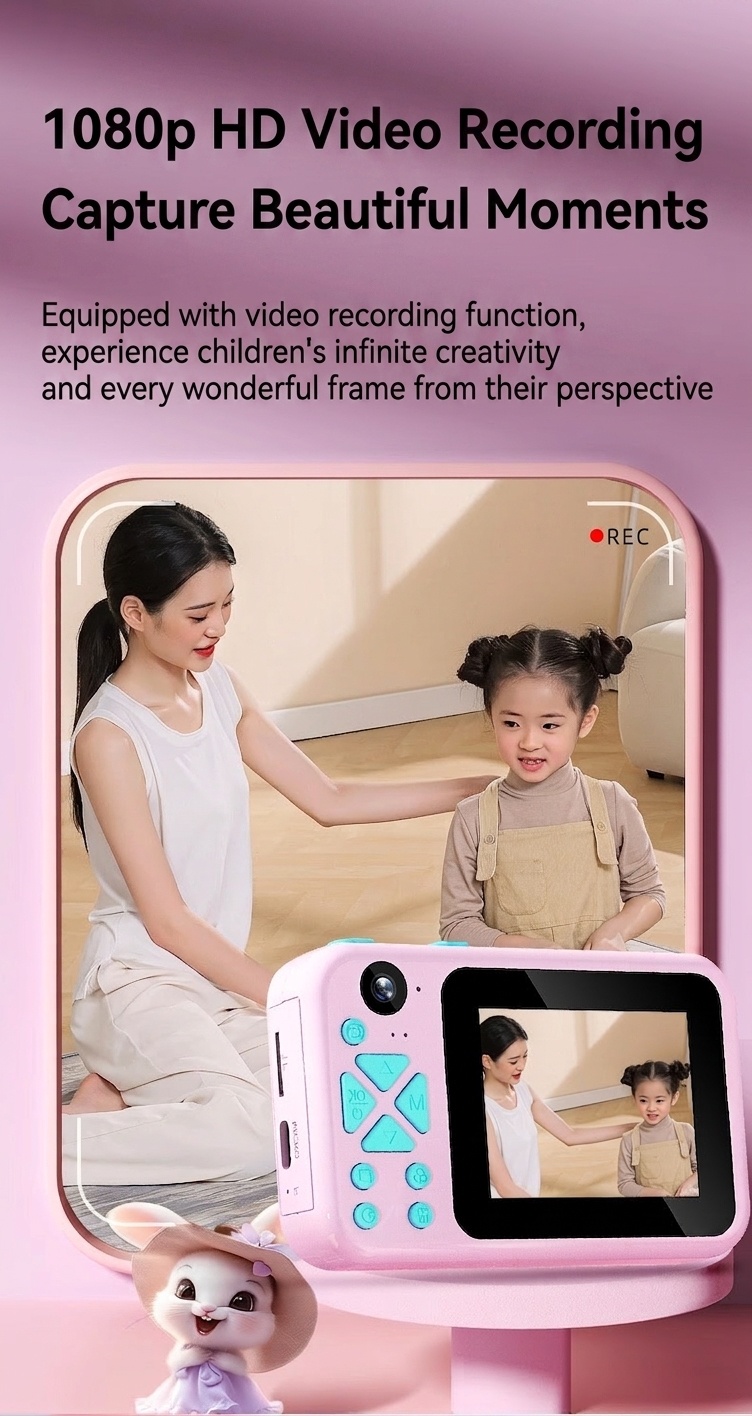 Cámara digital OurLife para niños, doble lente, video HD 1080p, cámara de juguete con diseño de dibujos animados, regalo de cumpleaños para niños y niñas.