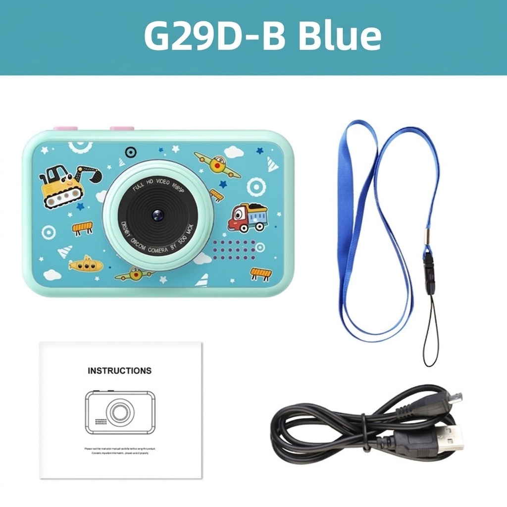 Cámara digital OurLife para niños, doble lente, video HD 1080p, cámara de juguete con diseño de dibujos animados, regalo de cumpleaños para niños y niñas.