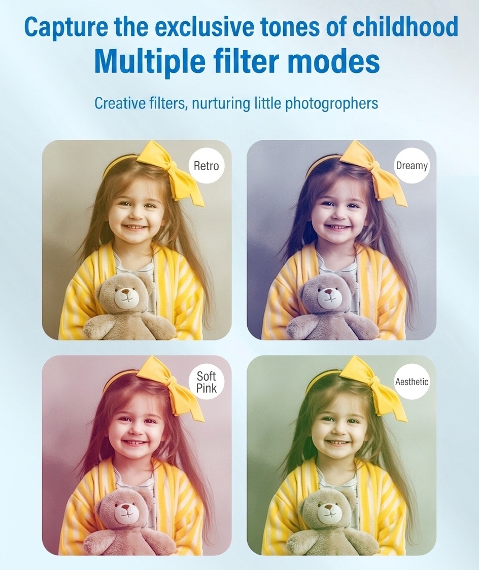 Cámara de acción sumergible OurLife Kids, vídeo HD 1080P, pantalla de 2 pulgadas, divertidos filtros y juegos, cámara de juguete subacuática, regalo para niños.