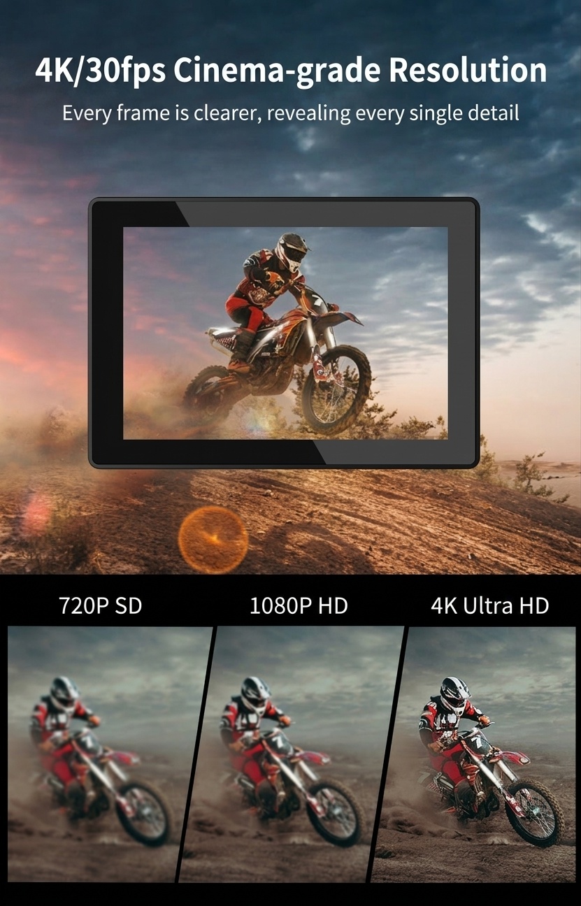 Cámara de acción 4K a 30 FPS, resistente al agua, WiFi, pantalla de 2 pulgadas, 16 MP, cámara subacuática para deportes al aire libre con batería de 1050 mAh.