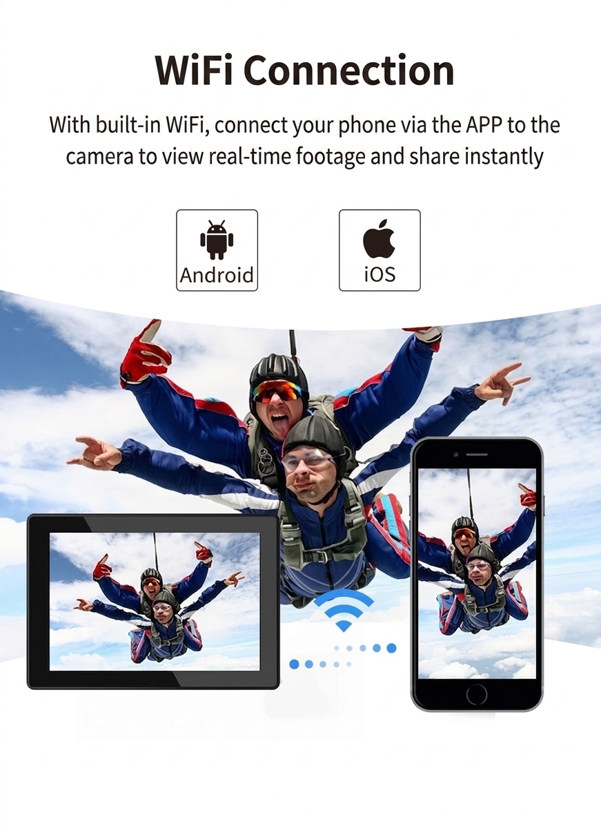 Cámara de acción 4K a 30 FPS, resistente al agua, WiFi, pantalla de 2 pulgadas, 16 MP, cámara subacuática para deportes al aire libre con batería de 1050 mAh.