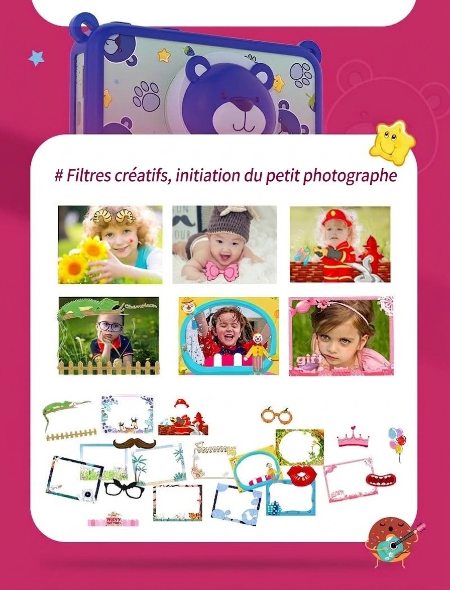Appareil photo jouet OurLife pour enfants, écran 2,4 pouces, caméra vidéo numérique, jouet éducatif, cadeau d'anniversaire pour petits garçons et petites filles