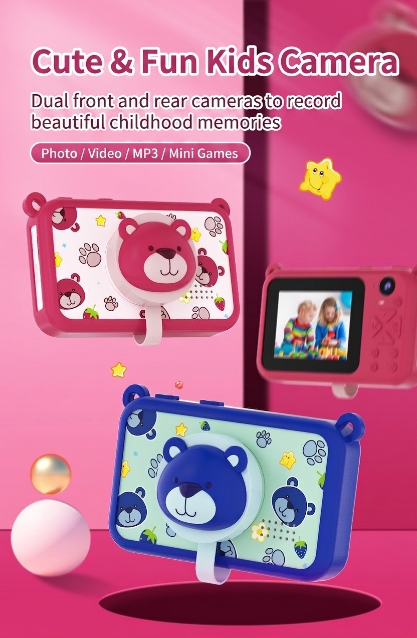 Cámara de juguete OurLife para niños, pantalla de 2,4 pulgadas, cámara de vídeo digital, juguete educativo, regalo de cumpleaños para niños y niñas pequeños.