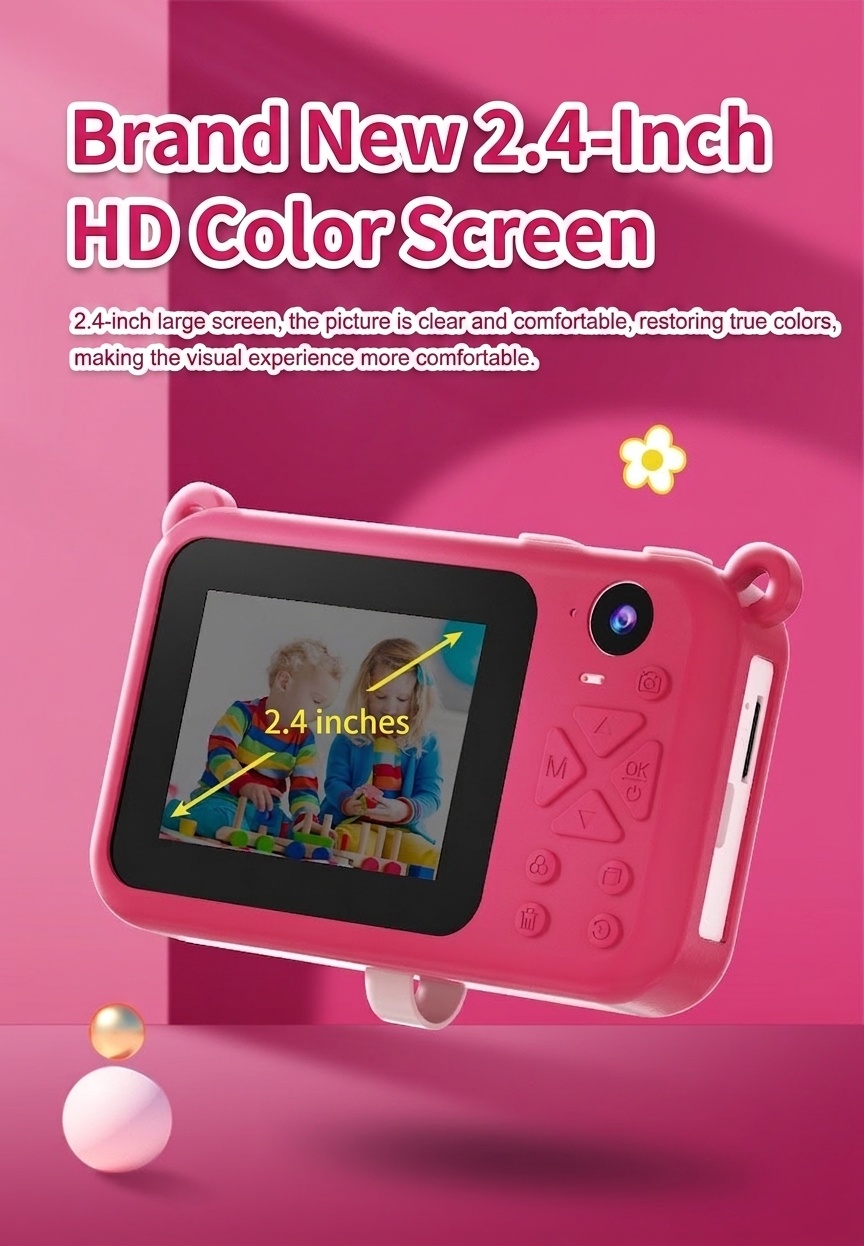 Cámara de juguete OurLife para niños, pantalla de 2,4 pulgadas, cámara de vídeo digital, juguete educativo, regalo de cumpleaños para niños y niñas pequeños.