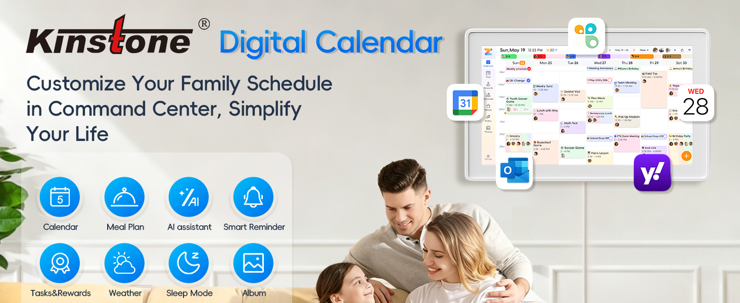 Kinstone 15.6 Inch Smart Family Calendar & Digital Photo Frame
