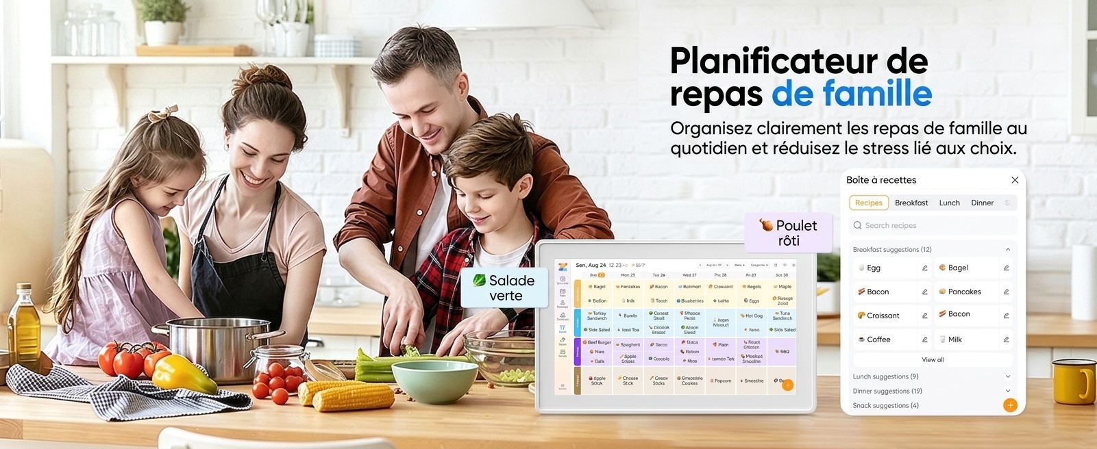 Calendrier familial intelligent et cadre photo numérique Kinstone 15,6 pouces