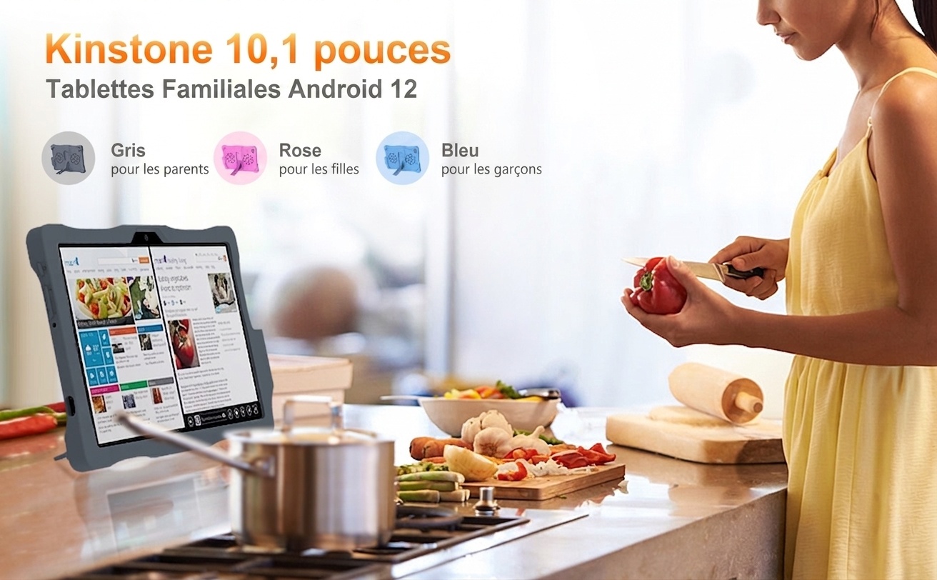 Tablette Kinstone 10,1 pouces Android 12, 3 Go de RAM, 64 Go de stockage