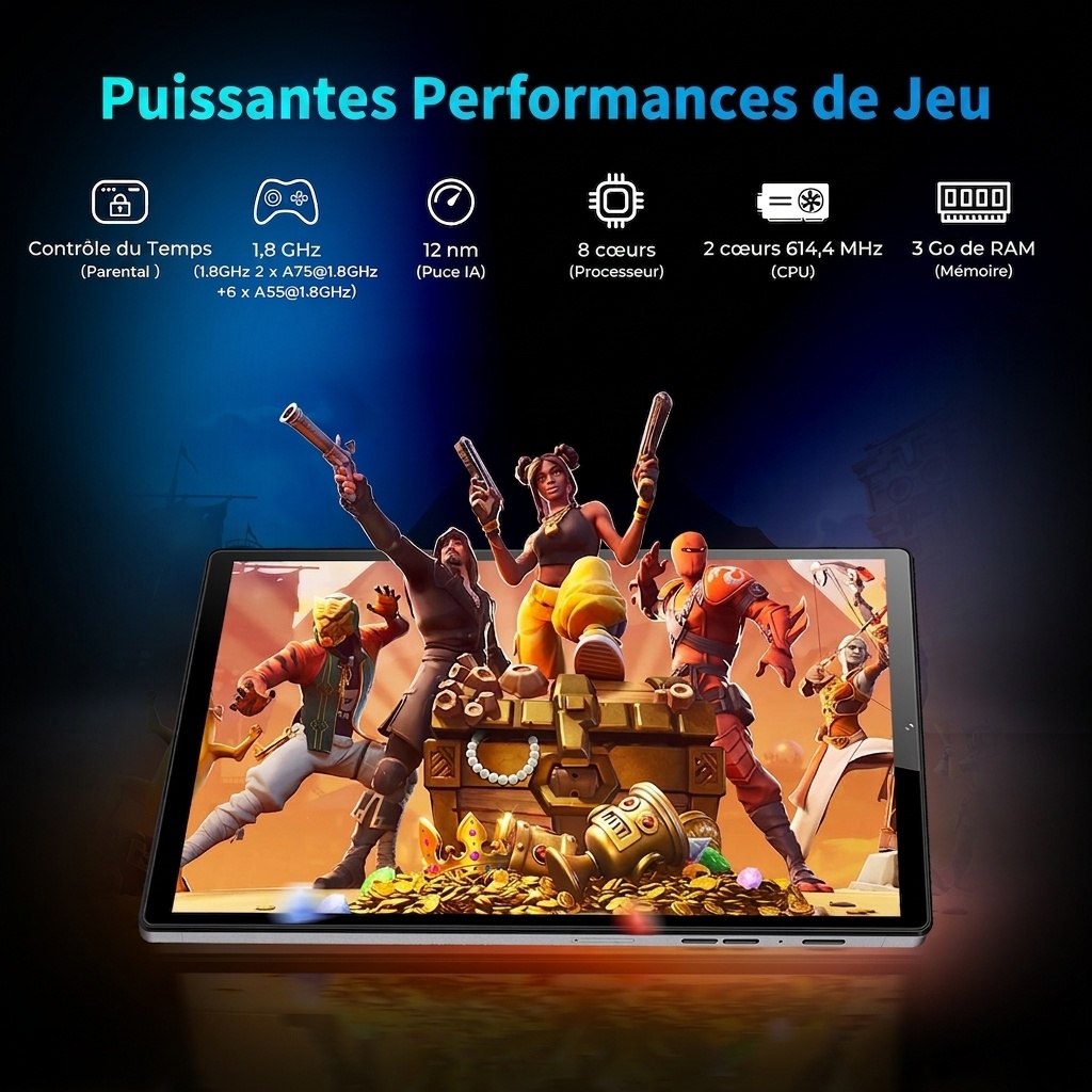 Tablette Kinstone 10,3" FHD Android 12, 6 Go de RAM, 128 Go de stockage