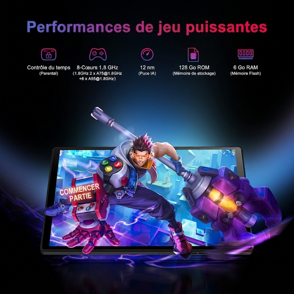 Tablette Kinstone 10,3" FHD Android 12, 6 Go de RAM, 128 Go de stockage