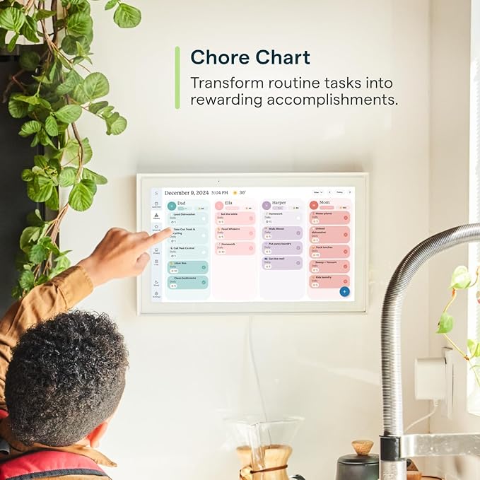Smart Digital Calendar & Photo Frame - Family Organizer with Schedule Sync, Task Management, Vibrant Display, White
