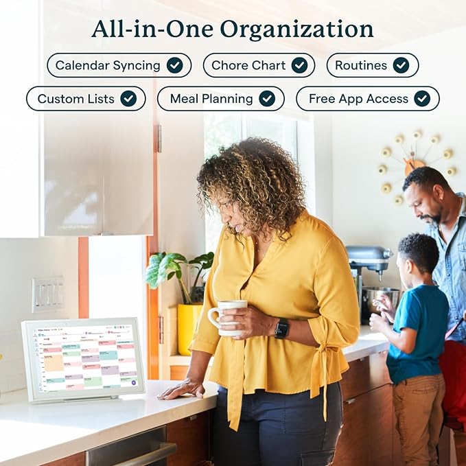 Smart Digital Calendar & Photo Frame - Family Organizer with Schedule Sync, Task Management, Vibrant Display, White