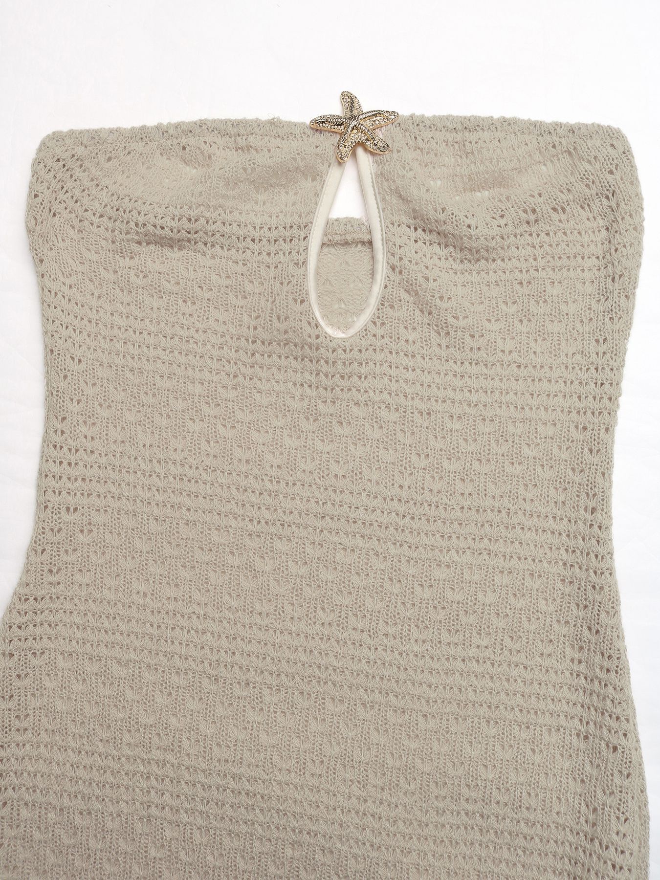 Robe longue bustier en crochet à motif étoile de mer avec fente