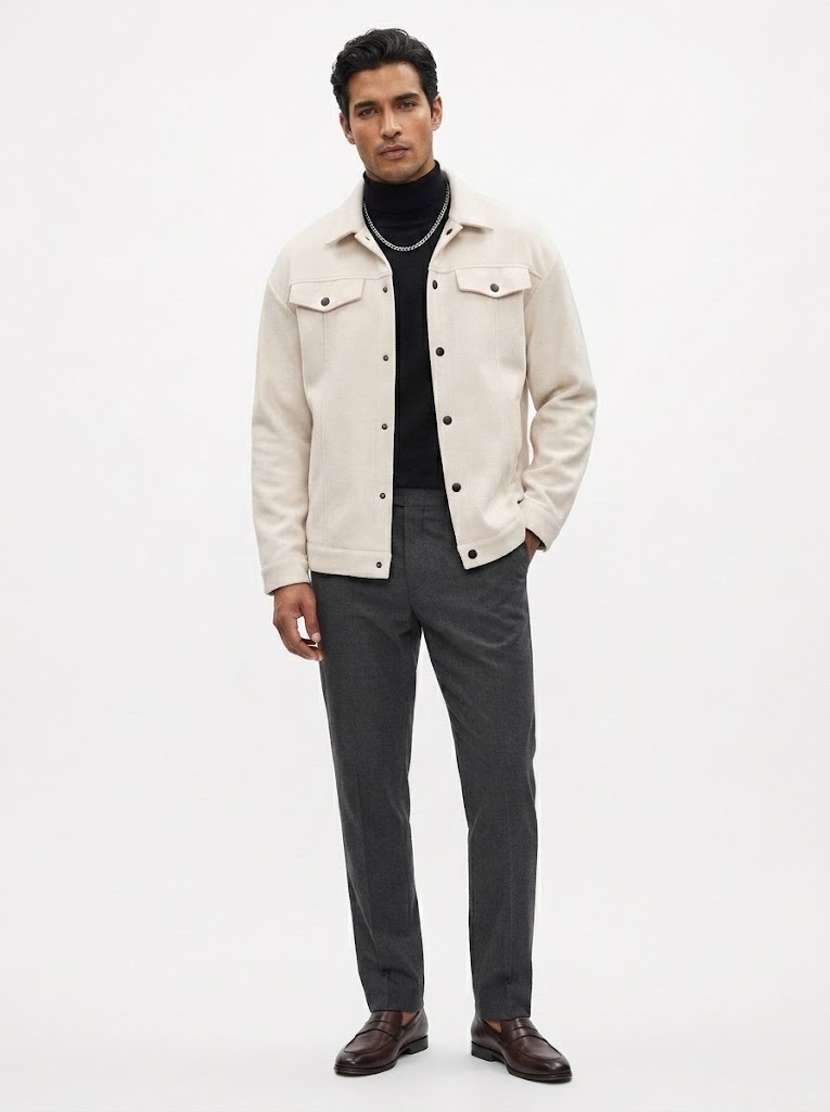 Men's Button-Front Collared Jacket
