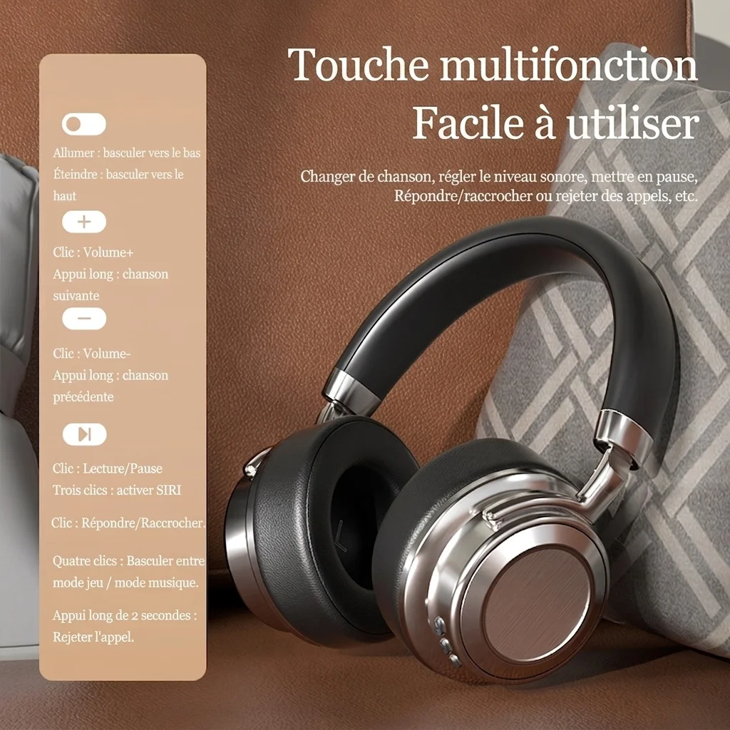 Casque sans fil CR-9 Bluetooth 6.0 avec audio haute résolution