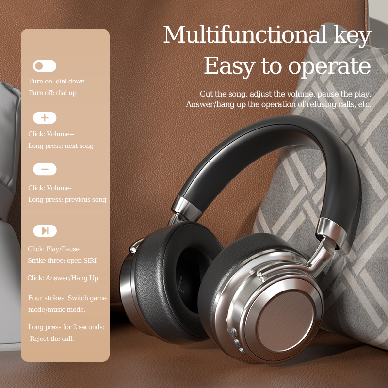 CR-9 Wireless Bluetooth 6.0 Headphones with Hi-Res Audio