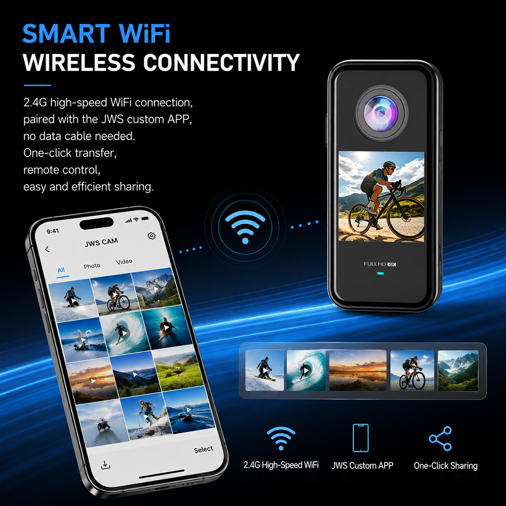 4K Magnetic Thumb Camera - Portable Action Cam with 136° Wide Angle