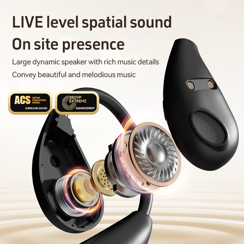 Wireless Open-Ear Bluetooth Earbuds with Leather Charging Case Model#M95