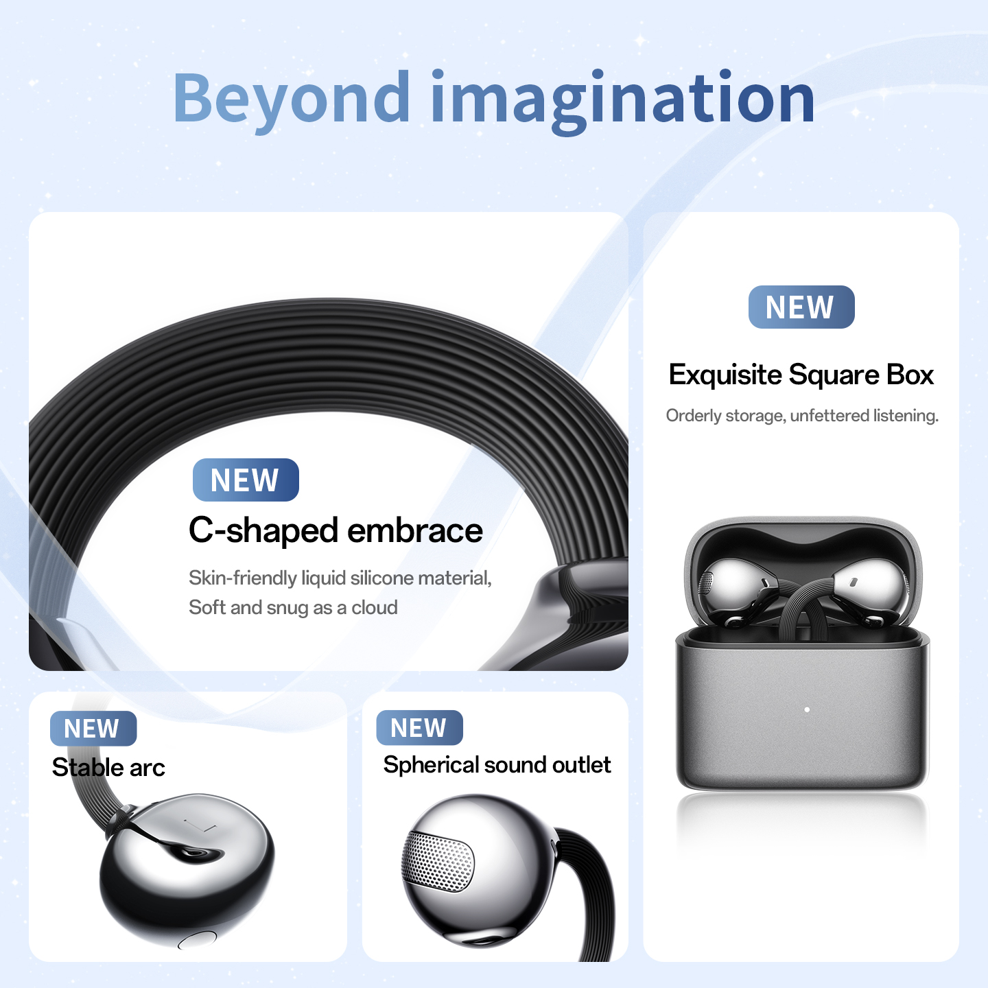 M173 AirGlip Wireless Open-Ear Earbuds - 42H Battery Life Model#M173