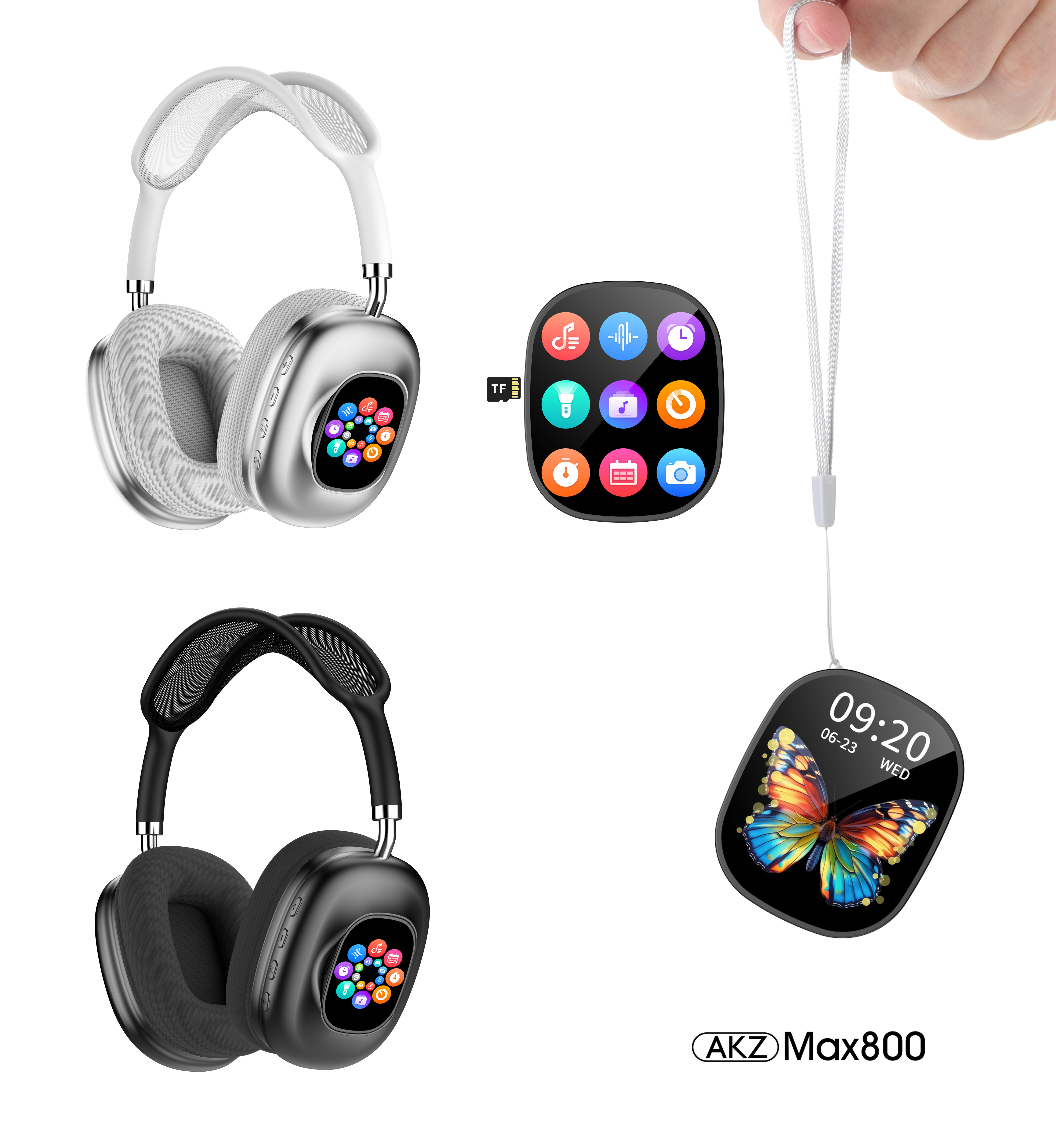 Touchscreen Wireless Bluetooth Headphones - Long Battery Life - AKZMAX800
