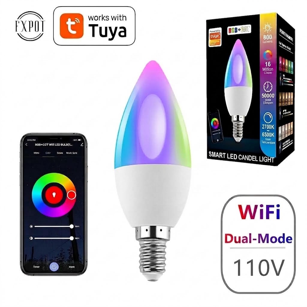 Smart WiFi RGBW LED Candelabra Bulb Alexa and Google Home