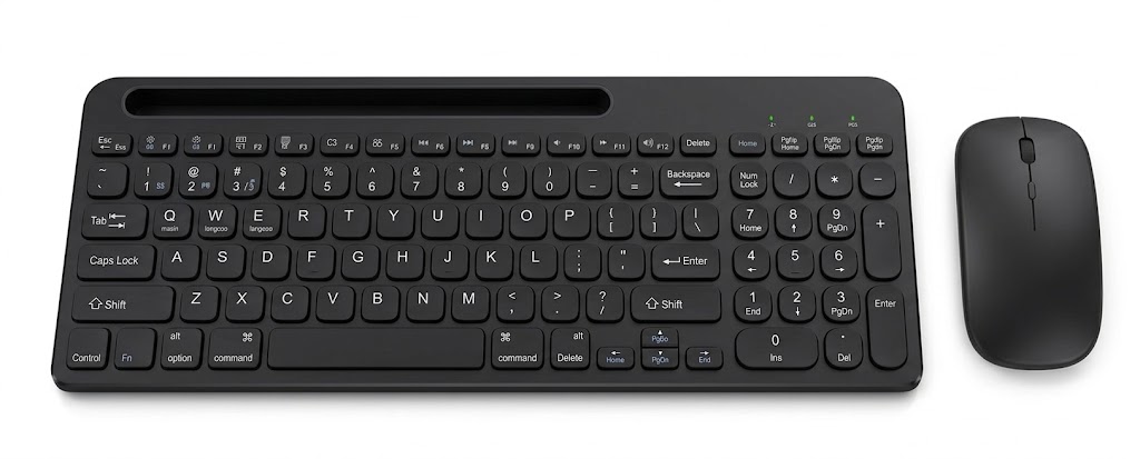 Ensemble clavier et souris sans fil Bluetooth 5.2 et 2,4 GHz fin et polyvalent, USB-C
