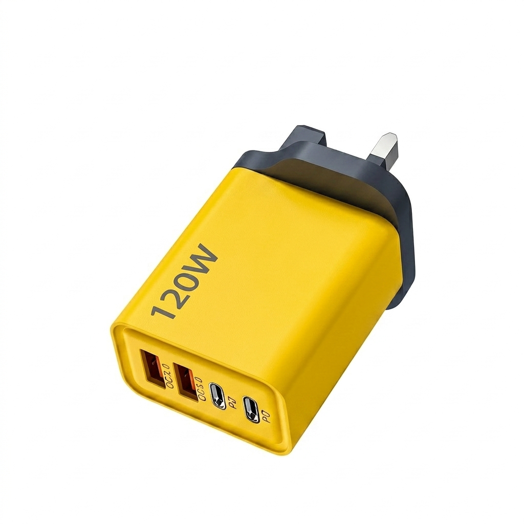 120W USB-C PD Fast Charger, 4-Port Wall Adapter for Travel
