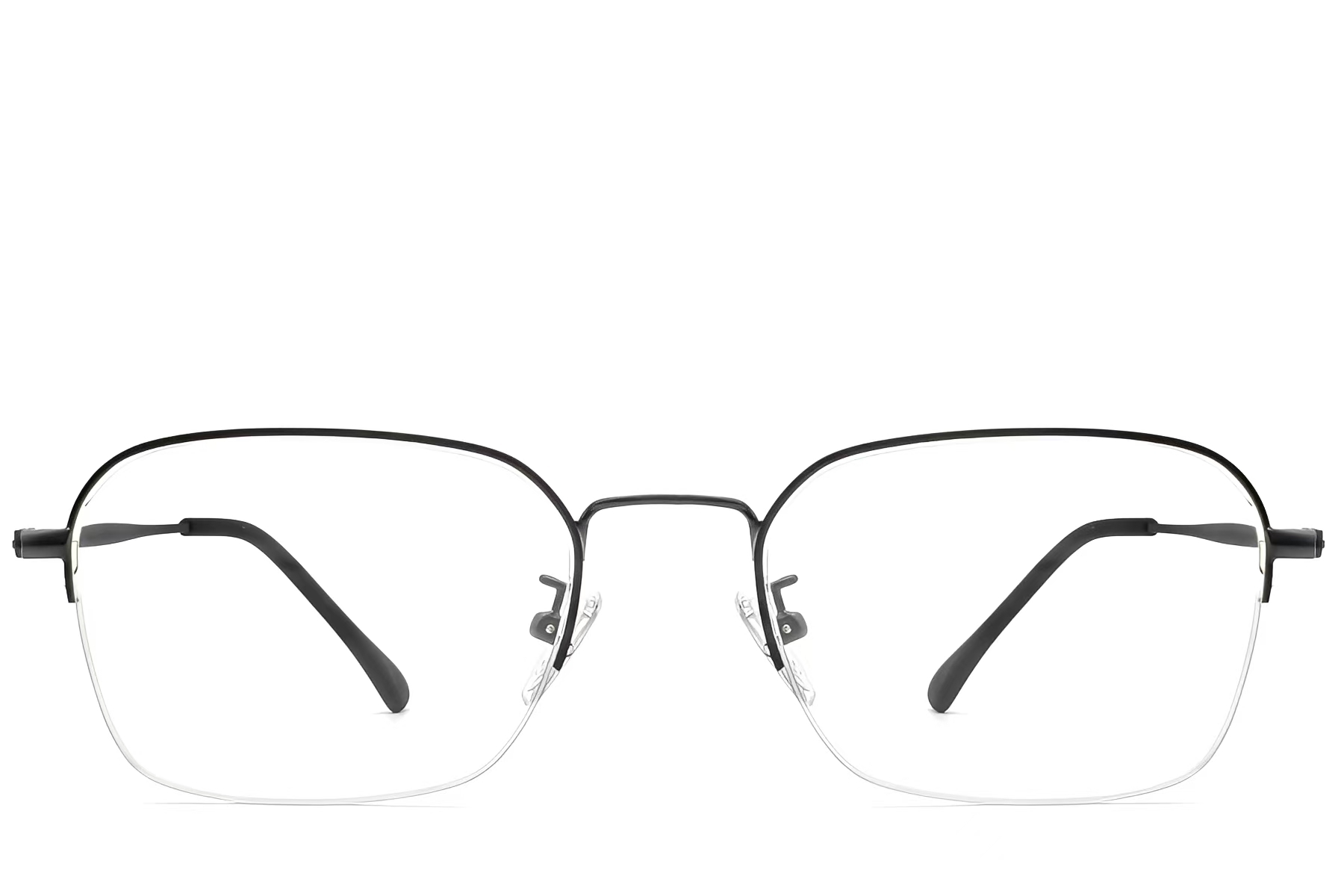 BS0406-0130_Black_Semi-rimless_Metal_Glasses_front