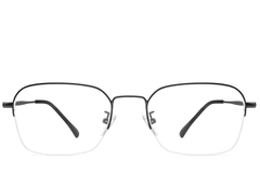 BS0406-0130_Black_Semi-rimless_Metal_Glasses_front