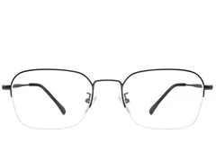 BS0406-0130_Black_Semi-rimless_Metal_Glasses_front