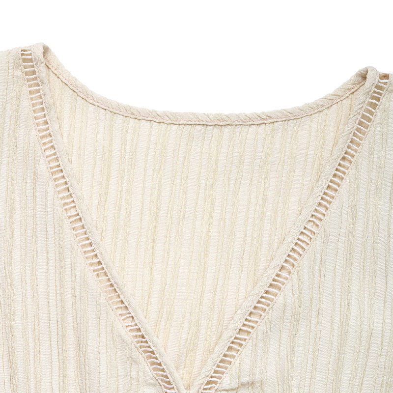 Mouwloze maxi-jurk met V-hals en ruches