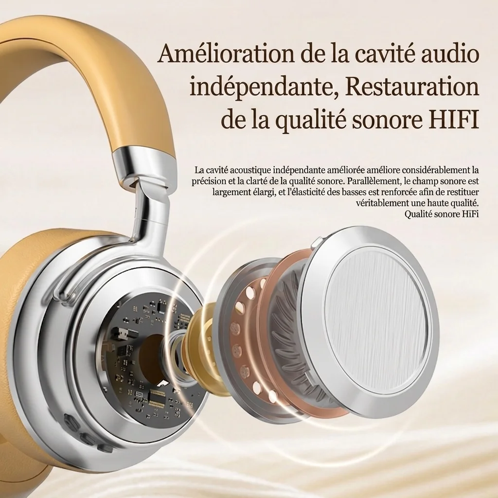 Casque sans fil CR-9 Bluetooth 6.0 avec audio haute résolution