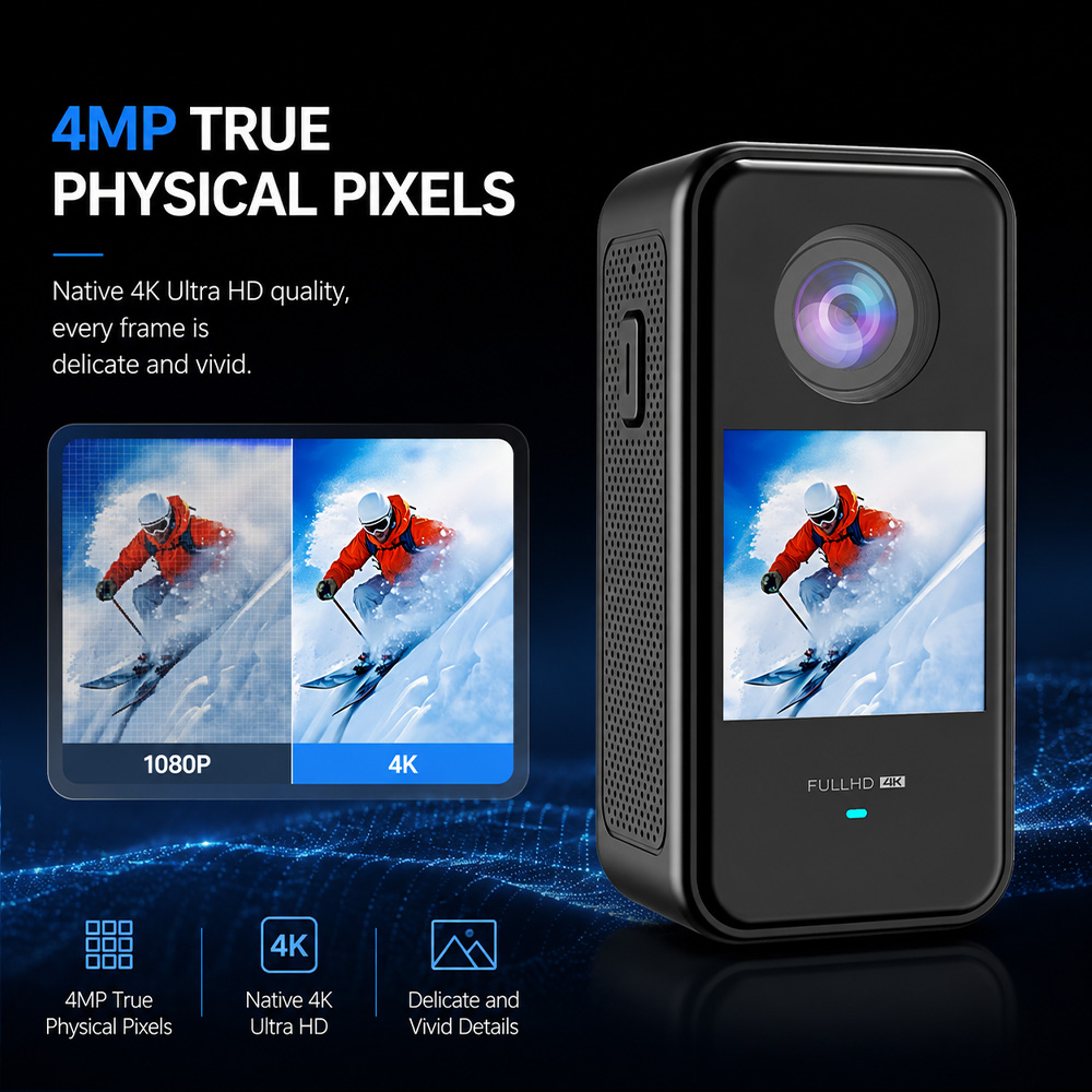 4K Magnetic Thumb Camera - Portable Action Cam with 136° Wide Angle