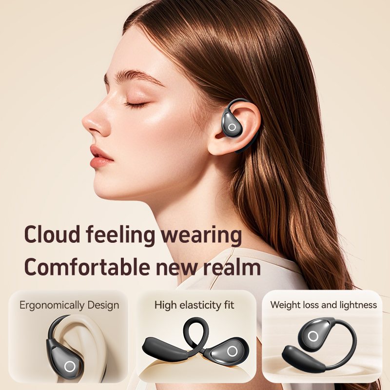 Wireless Open-Ear Bluetooth Earbuds with Leather Charging Case Model#M95