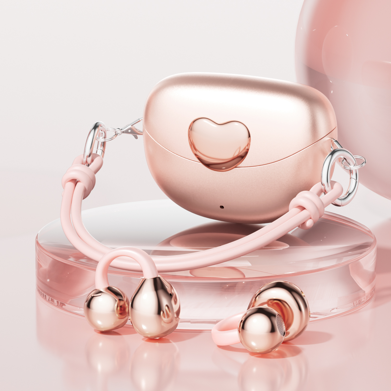 Open-Ear Wireless TWS Earbuds with Heart-Shaped Charging Case Model#M106