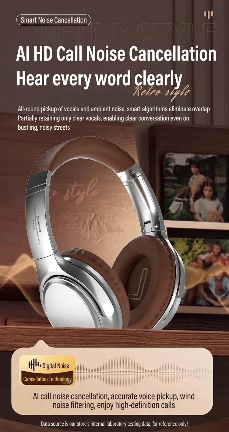 Retro Wireless Bluetooth Headphones Over-Ear Hi-Fi Sound
