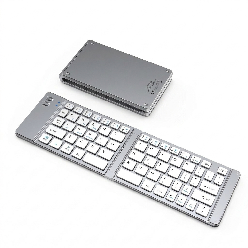 Ensemble clavier et souris Bluetooth pliables avec batterie de 90 heures, compatible avec plusieurs appareils.