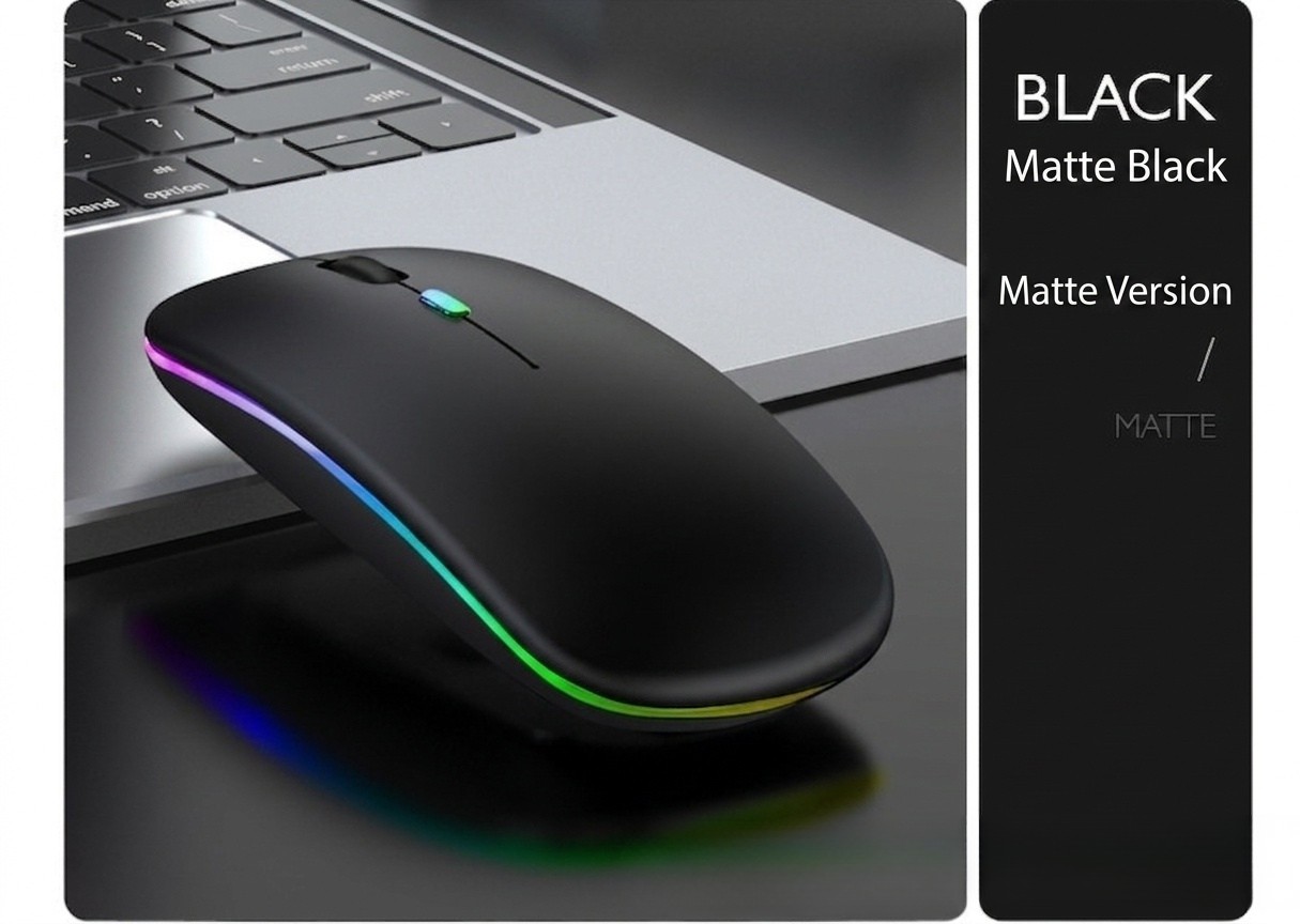 Ergonomic RGB Wireless Mouse, Dual-Mode Bluetooth 5.1 & 2.4G, 500mAh Battery