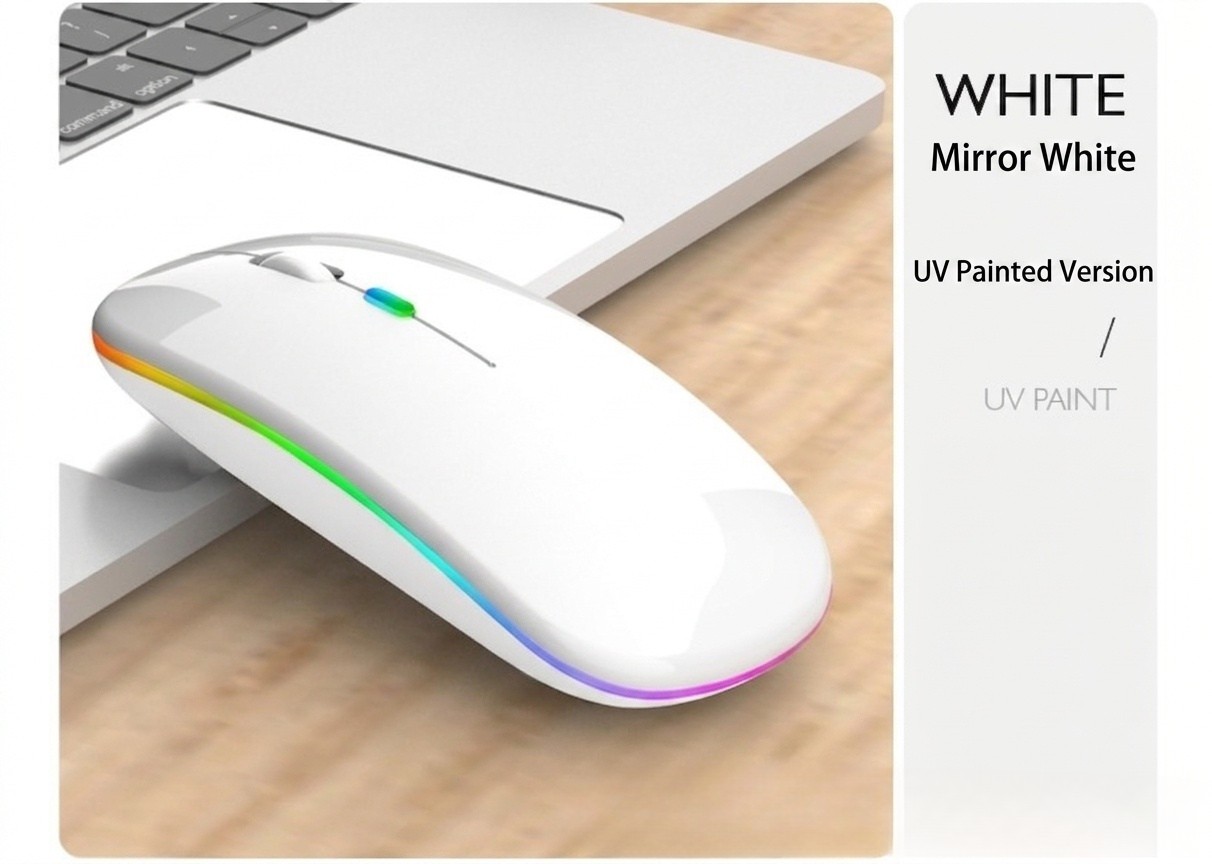 Ergonomic RGB Wireless Mouse, Dual-Mode Bluetooth 5.1 & 2.4G, 500mAh Battery