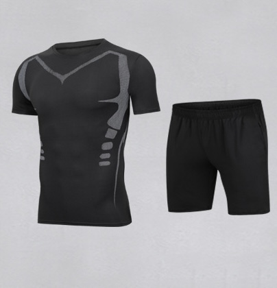 Slim Fit Quick-dry High Elasticity Summer Training Sportswear T-Shirt & Shorts Set for Men