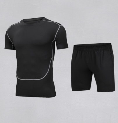 Slim Fit Quick-dry High Elasticity Summer Training Sportswear T-Shirt & Shorts Set for Men