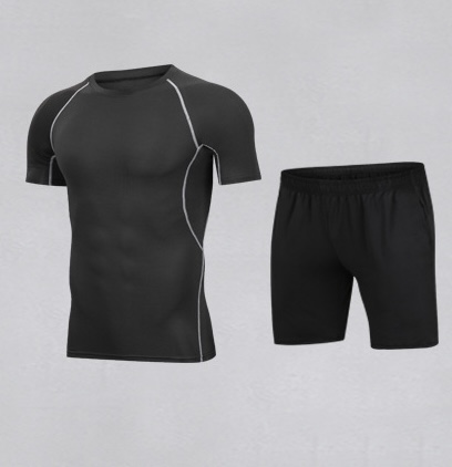 Slim Fit Quick-dry High Elasticity Summer Training Sportswear T-Shirt & Shorts Set for Men