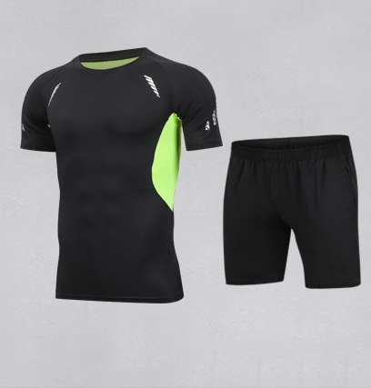 Slim Fit Quick-dry High Elasticity Summer Training Sportswear T-Shirt & Shorts Set for Men
