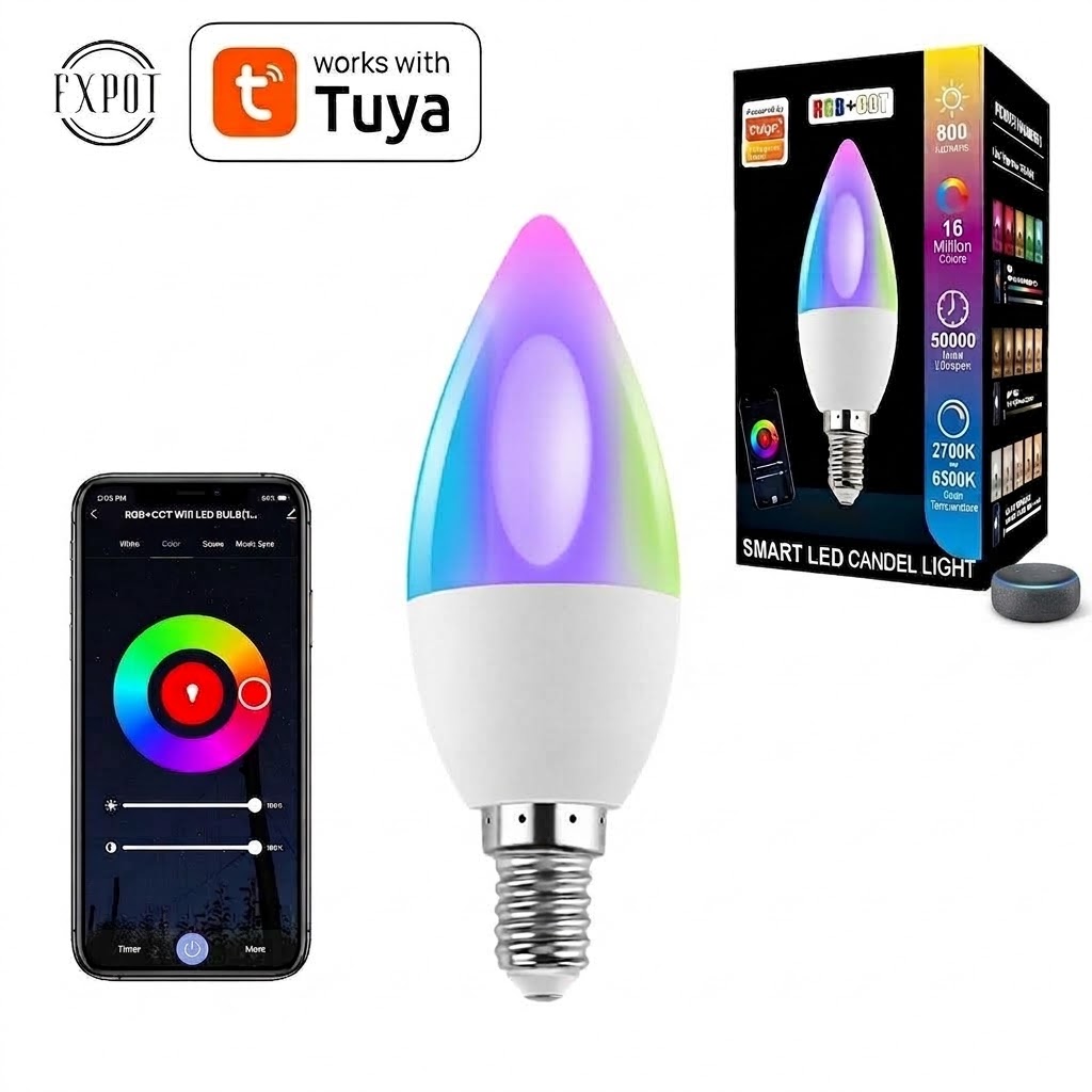 Smart WiFi RGBW LED Candelabra Bulb Alexa and Google Home