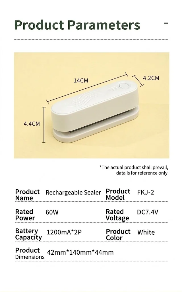 Mini-Beutelversiegler, wiederaufladbarer Heißsiegelapparat mit 1200-mAh-Akku, intelligente Temperaturregelung, luftdichter Lebensmittel-Wiederverschließer für Küche und Snacks