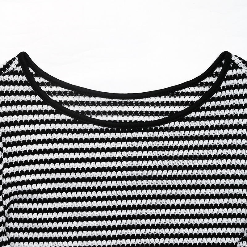 Chic Striped Flutter Sleeve Knit Top