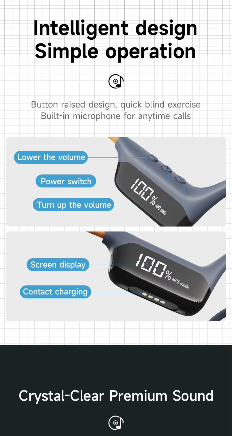 IPX8 Waterproof Bone Conduction Sports Headphones with 32GB MP3