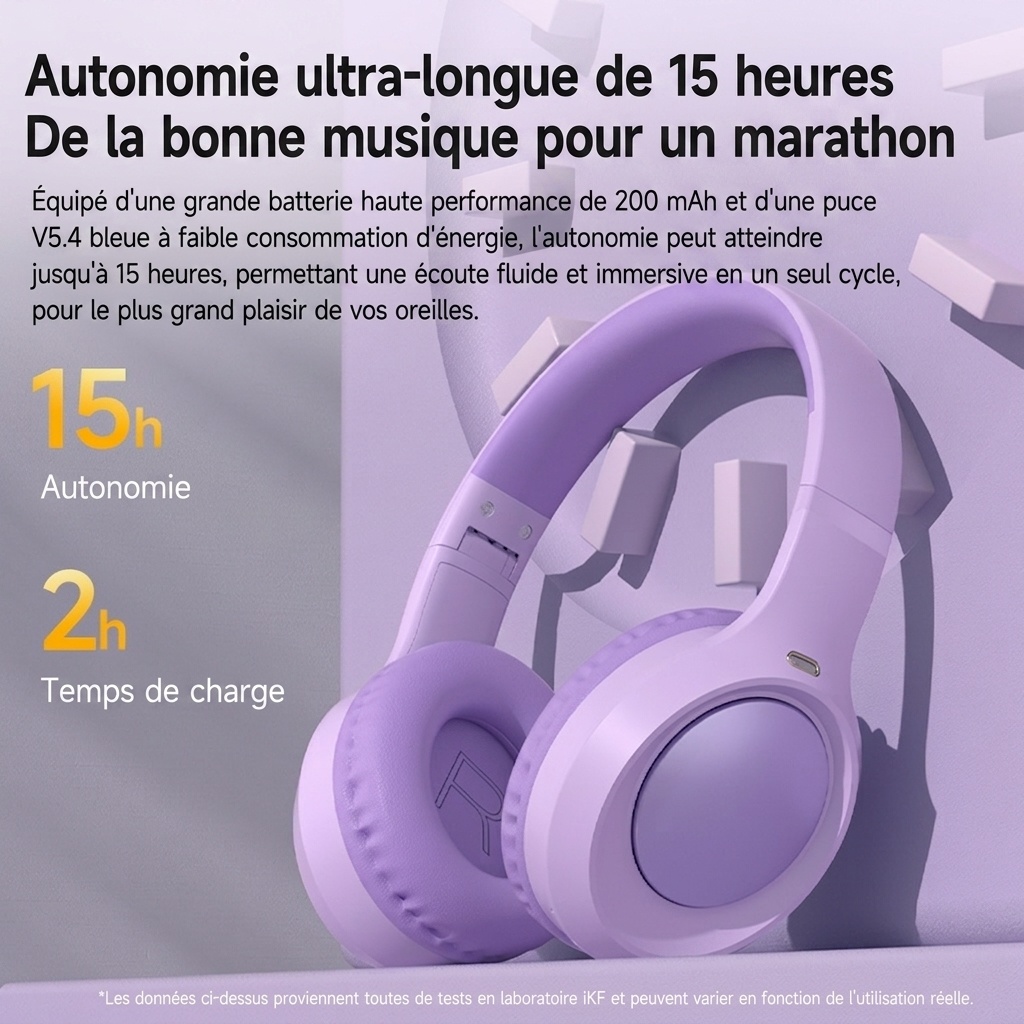 Casque sans fil Bluetooth 6.0 | Audio haute résolution et autonomie de 15 h